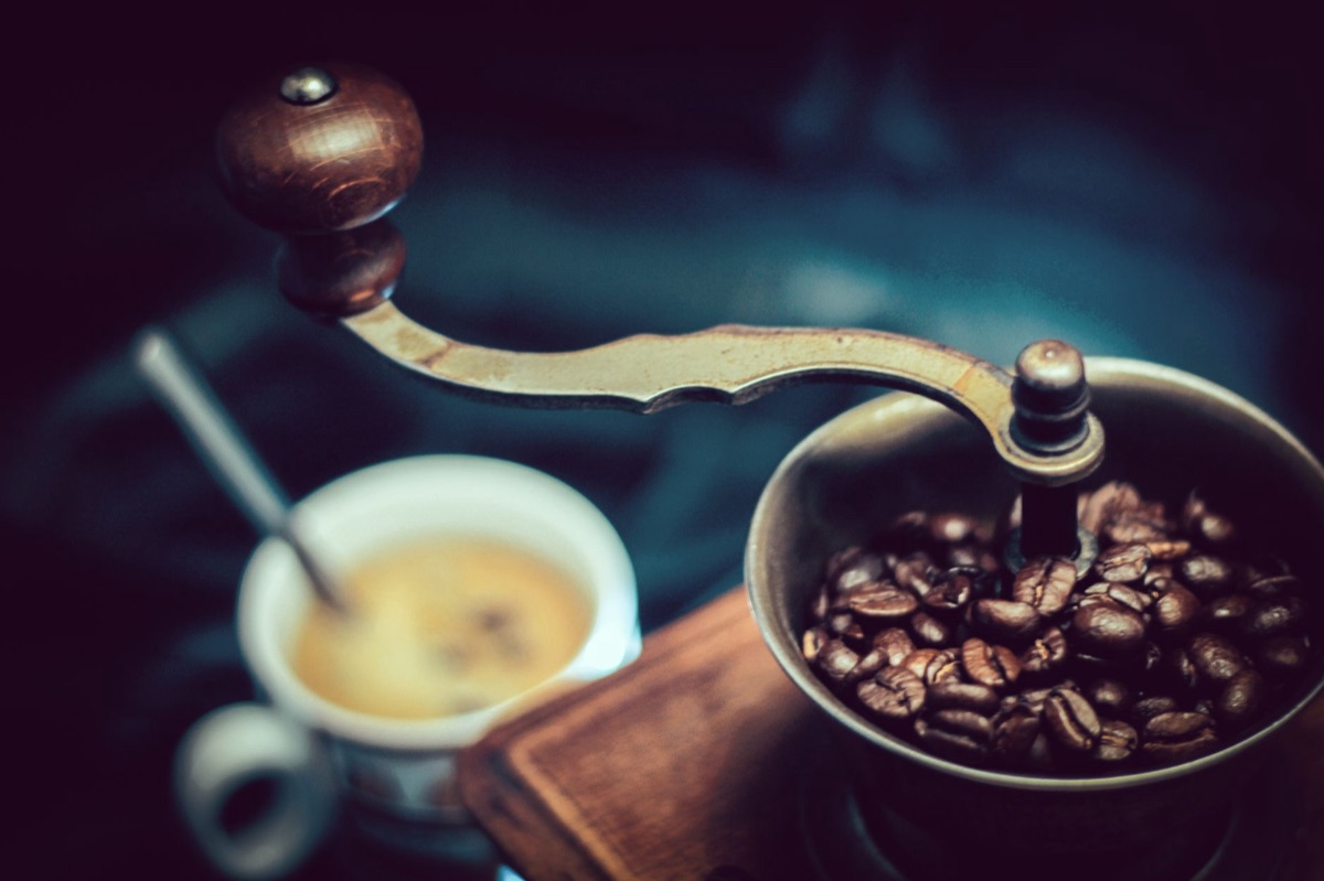coffee beans and grinder