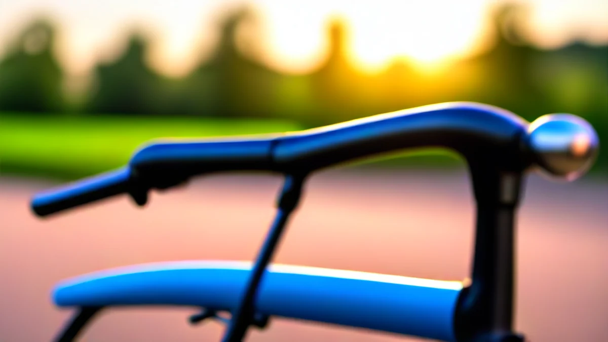 Un ciclista sta indossando un maglione da ciclismo su strada, un casco e guanti.