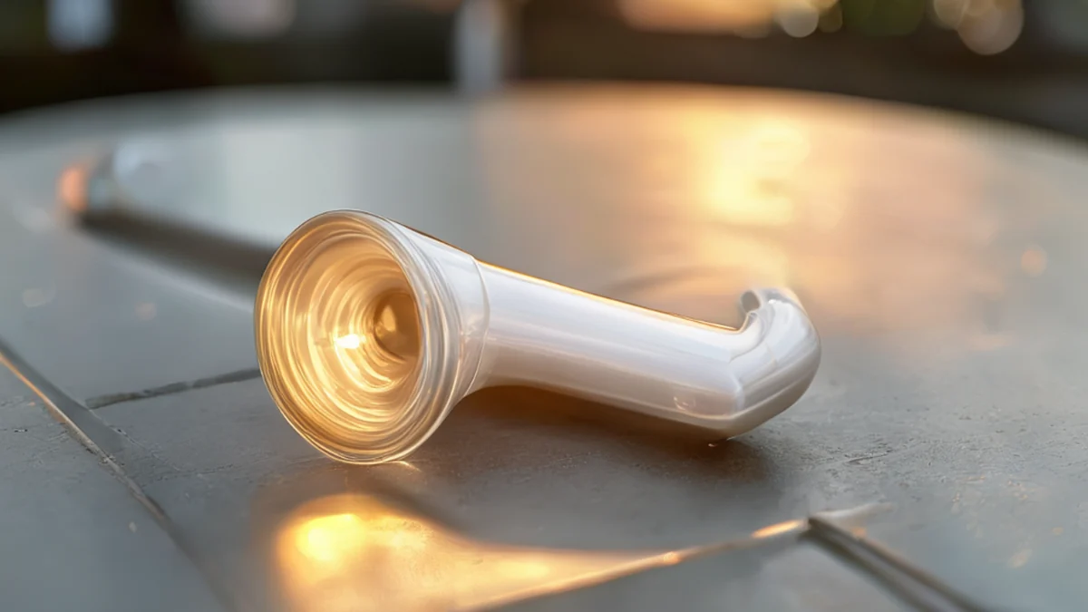 Dettaglio di un tubo in plastica con superficie liscia e trasparente e sezione circolare.