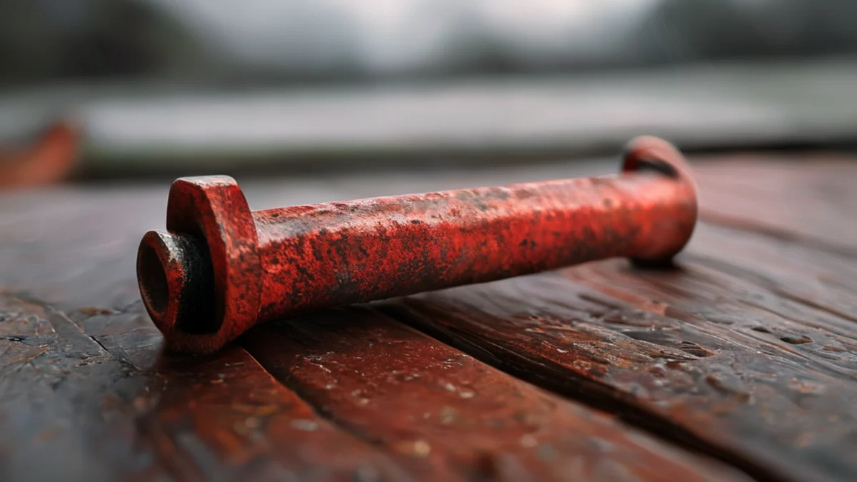 A cast bolt made of metal, showing its textured surface and detailed design.