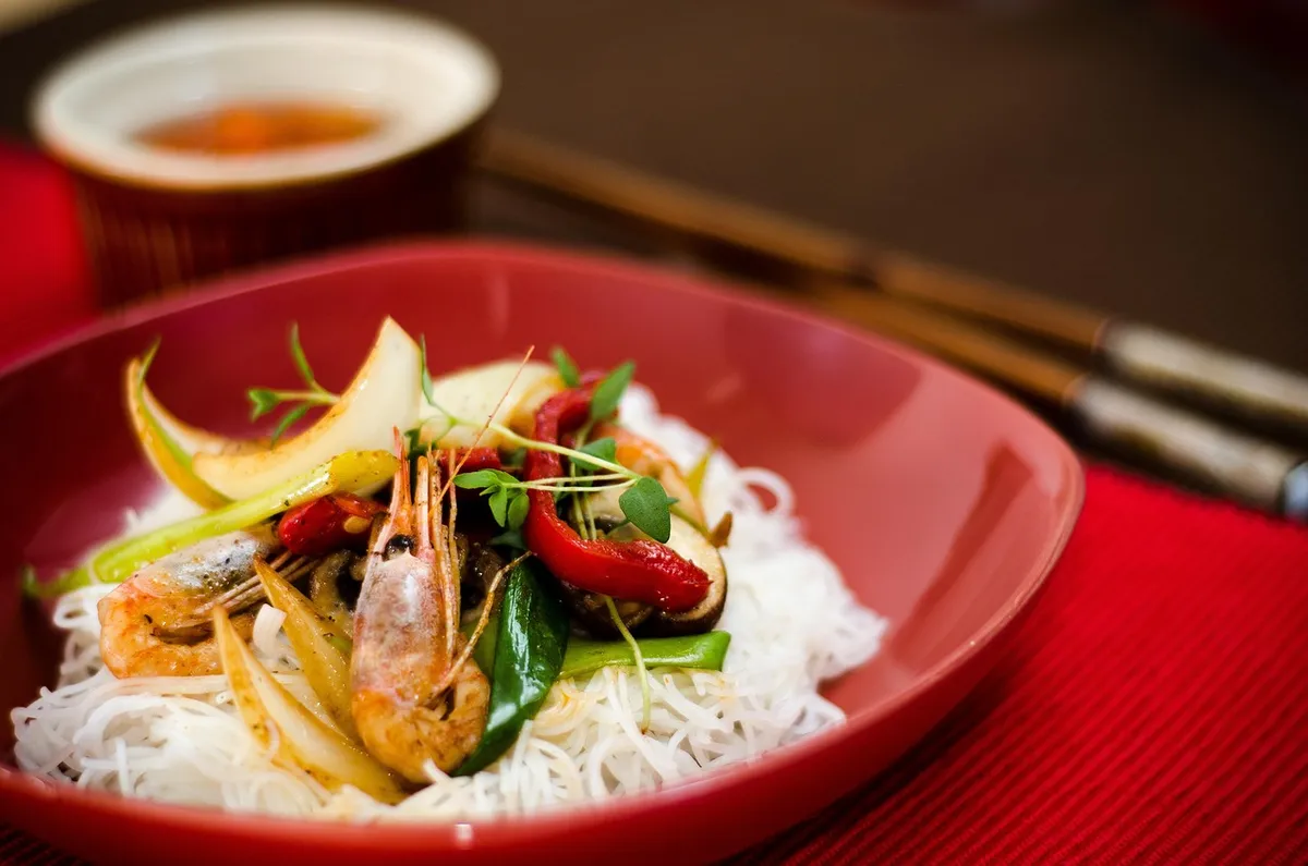 food, asian, prawns, noodles, sticks, rice, eat, shrimp, chinese, ginger, meal, restaurant, healthy, bowl, red, delicious, rice, rice, rice, rice, rice, restaur