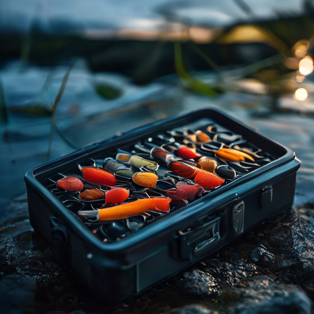 Caja de accesorios de pesca con lúdricos plásticos